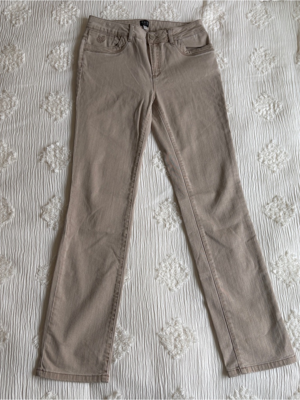 Maison 123 Jeans Sz 6 Taupe Beige Quiet Luxury Parisian Chic Straight Leg Pants